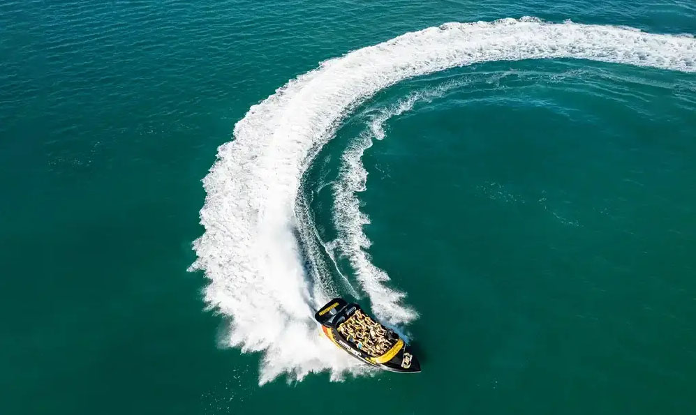 Wake of a jet boat on the Gold Coast water