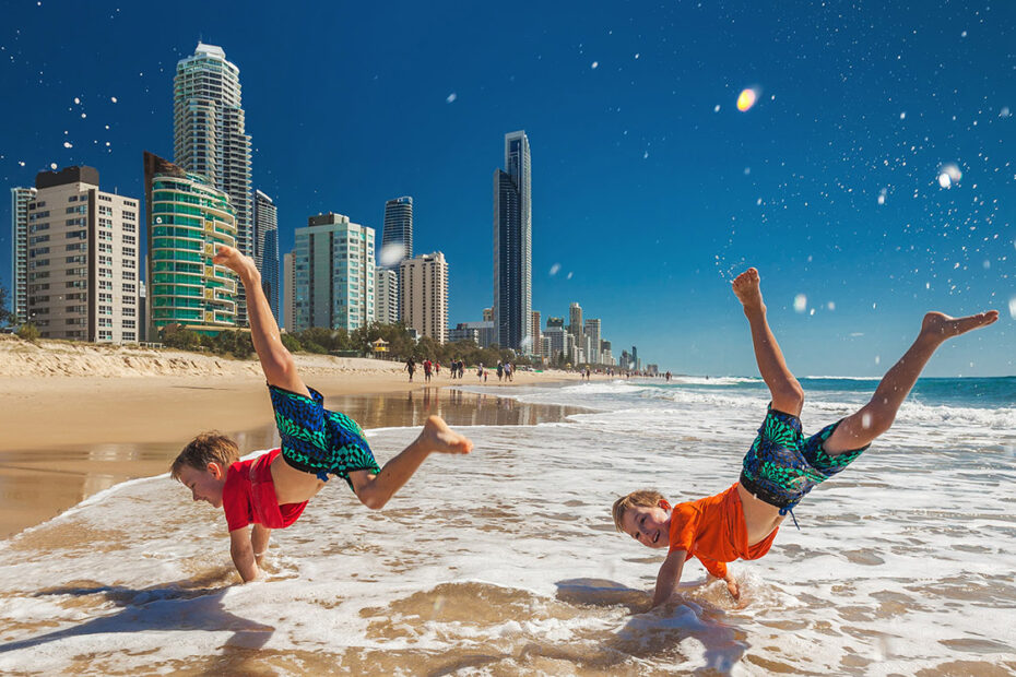 Kids playing on the beach