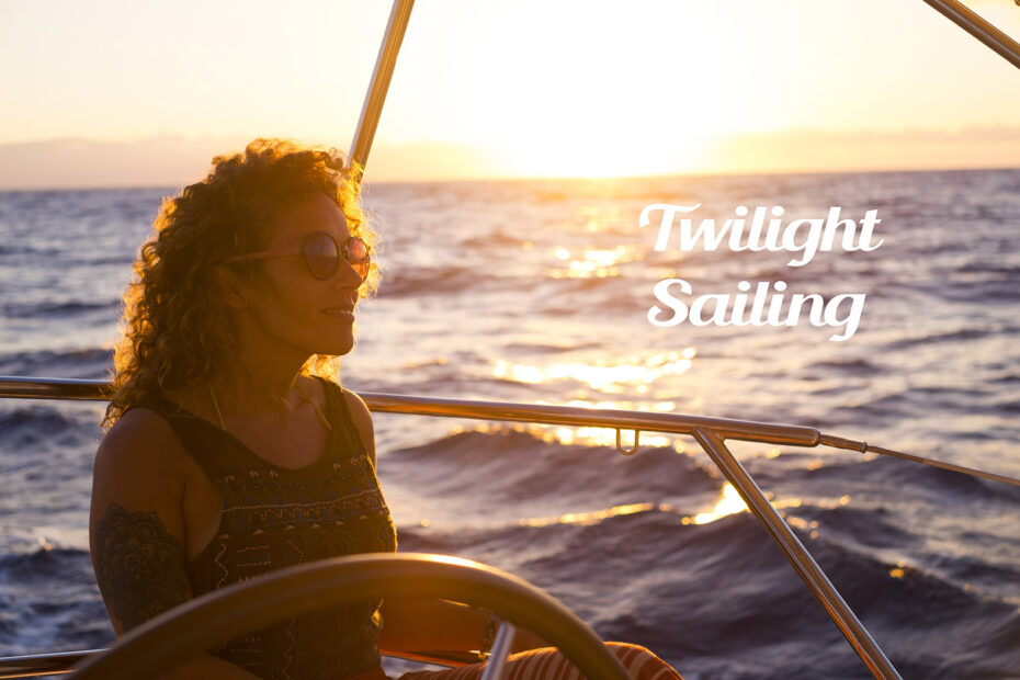 Woman sailing in the late afternoon